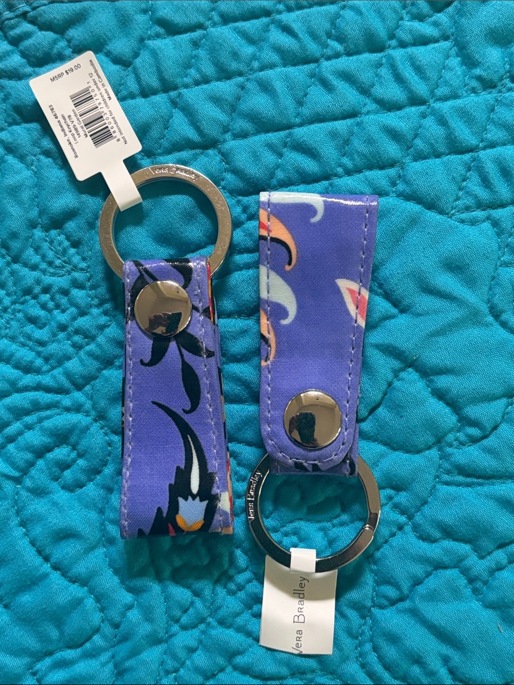 Vera Bradley Purple Floral Snap Key Fobs